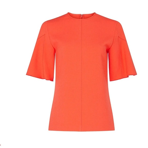 Victoria Victoria Beckham Flounce Hem Sleeve Top coral size 4 - Picture 5 of 8